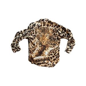 Vintage Fu Da  100% silk leopard button down